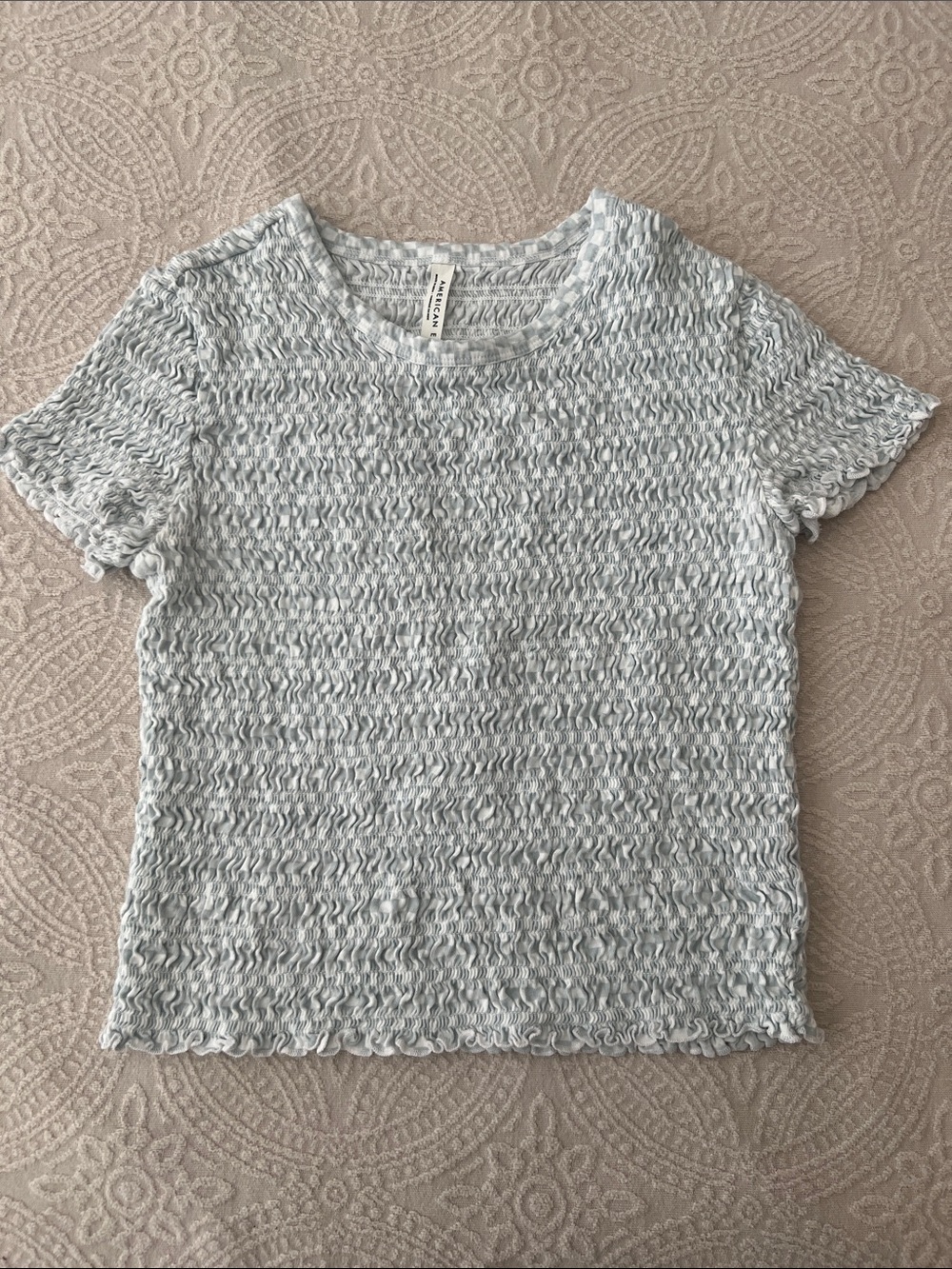 American Eagle Outfitters Girls/Juniors Light Blue Textured Tee | Size Small